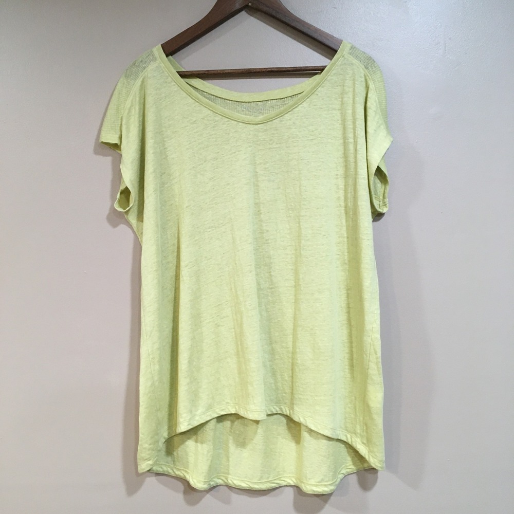 Eileen Fisher Oversized Linen Tunic Top Womens S Yellow Chartreuse Coastal Airy